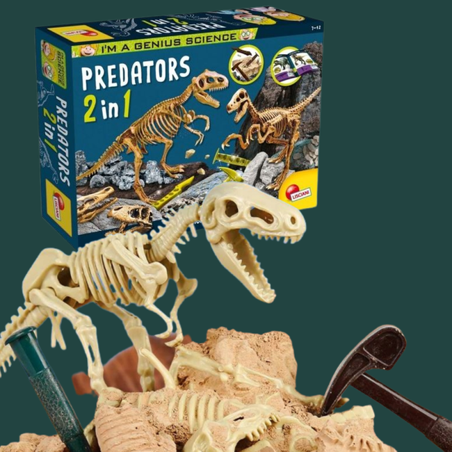 Lisciani Mały Geniusz Superkit Predators 2w1  T-Rex Velociraptor
