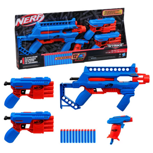 Nerf Alpha Strike Blast Kit Zestaw Blaster Pistolet x3 Strzałki x12